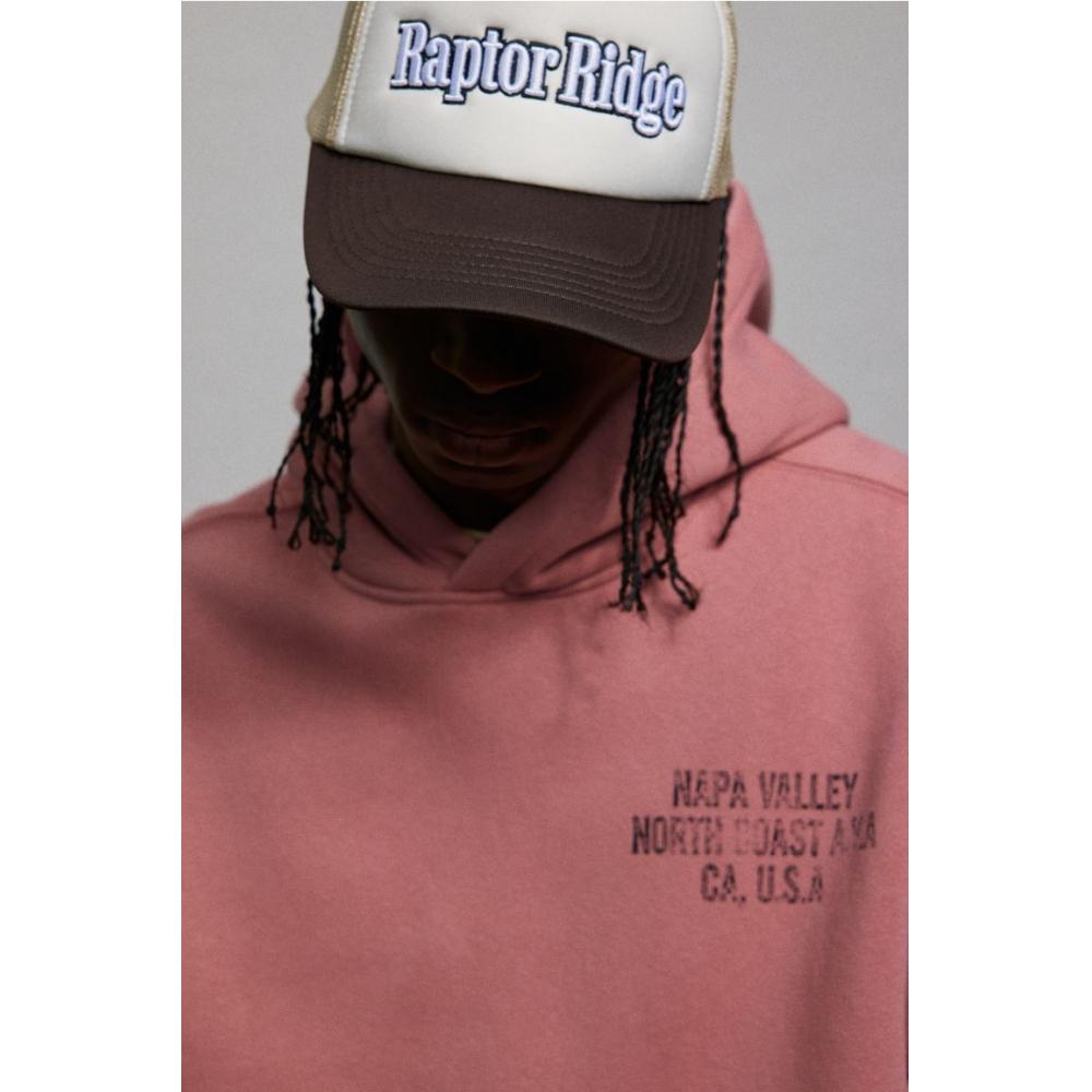 H M Printed Hoodie Loose Fit Pink Napa Valley