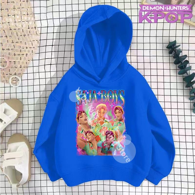 K-pop Demon Hunters Hoodies Boys Girls Long Sleeve Outerwear Saja Boys Print Hooded Coat for Children Fashion Pullover Kids Tops