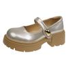 New fashionable versatile flat Mary Jane shoes women's shoes shallow single shoes round head rubber middle heel one-word women's shoes