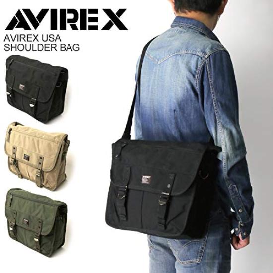 AVIREX Military Shoulder Bag Simple Canvas A4 Size Beige AVX3523, Fabric, Fits,