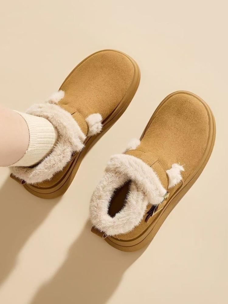 Fashion Round Toe Plush Ladies Shoes Winter Platform Boot Y2k Comfortable and Elegant Ankle Designer Luxury Chic Warm Women's Snow Boots