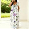 Women Loose Fitting Round Neck Dress Short Sleeve Plus Size Apparel For Summer Casual Daily Activities