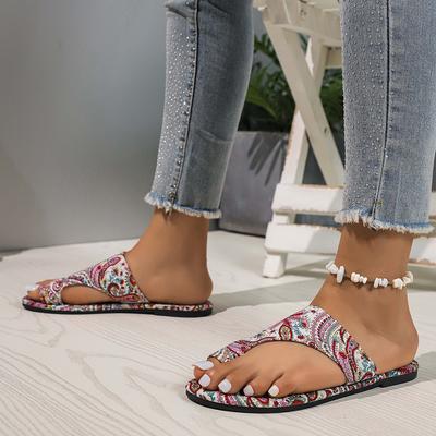 New Women's Slippers Round Toe Open Toe Shoes for Women Slip-on Platform Slides Outdoor Causal Toe Set Flip Flops Flower Sandals