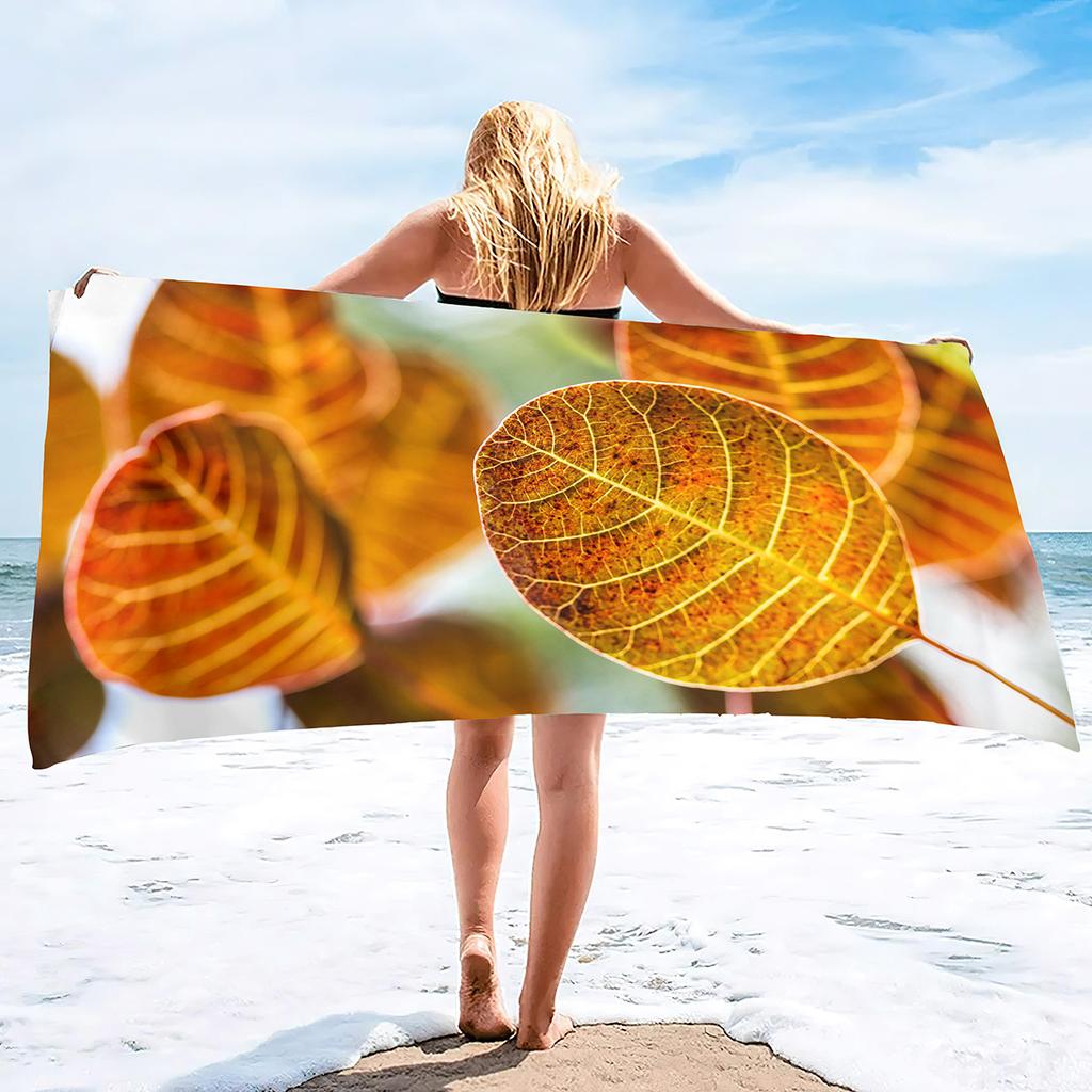 Leaf Pattern Printing Series Seaside Vacation Beach Towel Swimming Bath Towel Sports Towel
