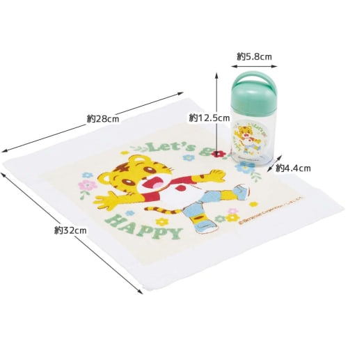 Skater Oshibori Wet Towel Set with Case, Made In Japan, Shimajiro 23, for Boys and Girls, OA5AG-A