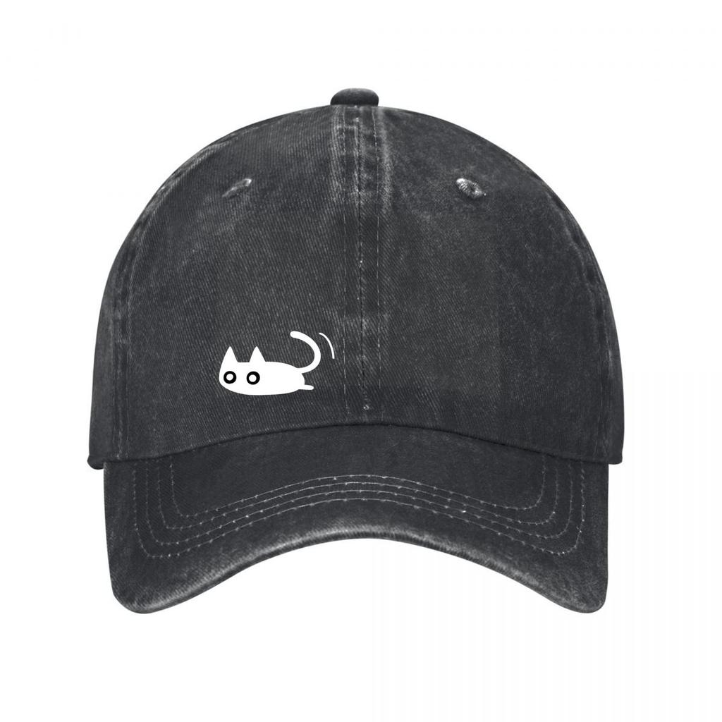 Blue Cute Cat Graphic Snapback Hat New Vintage Washed Cotton Baseball Cap Parent Kids Sun Hats