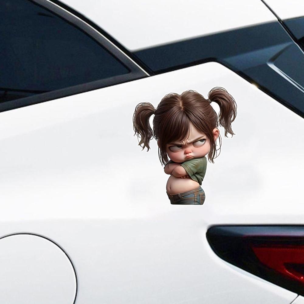 Angry Girl Cartoon Vinyl Decal - Self-Adhesive PVC Sticker for Laptop, Car, Truck, Motorcycle, Wall, Window And More JM31