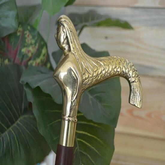 Antique Style Victorian Vintage Designer Brass Handle Cane Wooden Walking Stick
