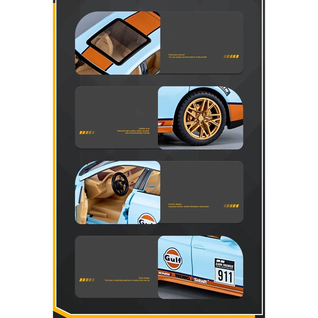 1/24 Porsche Panamera GULF Supercar Alloy Diecasts & Toy Vehicles Metal Toy Car Model Sound and Light Collection Toy