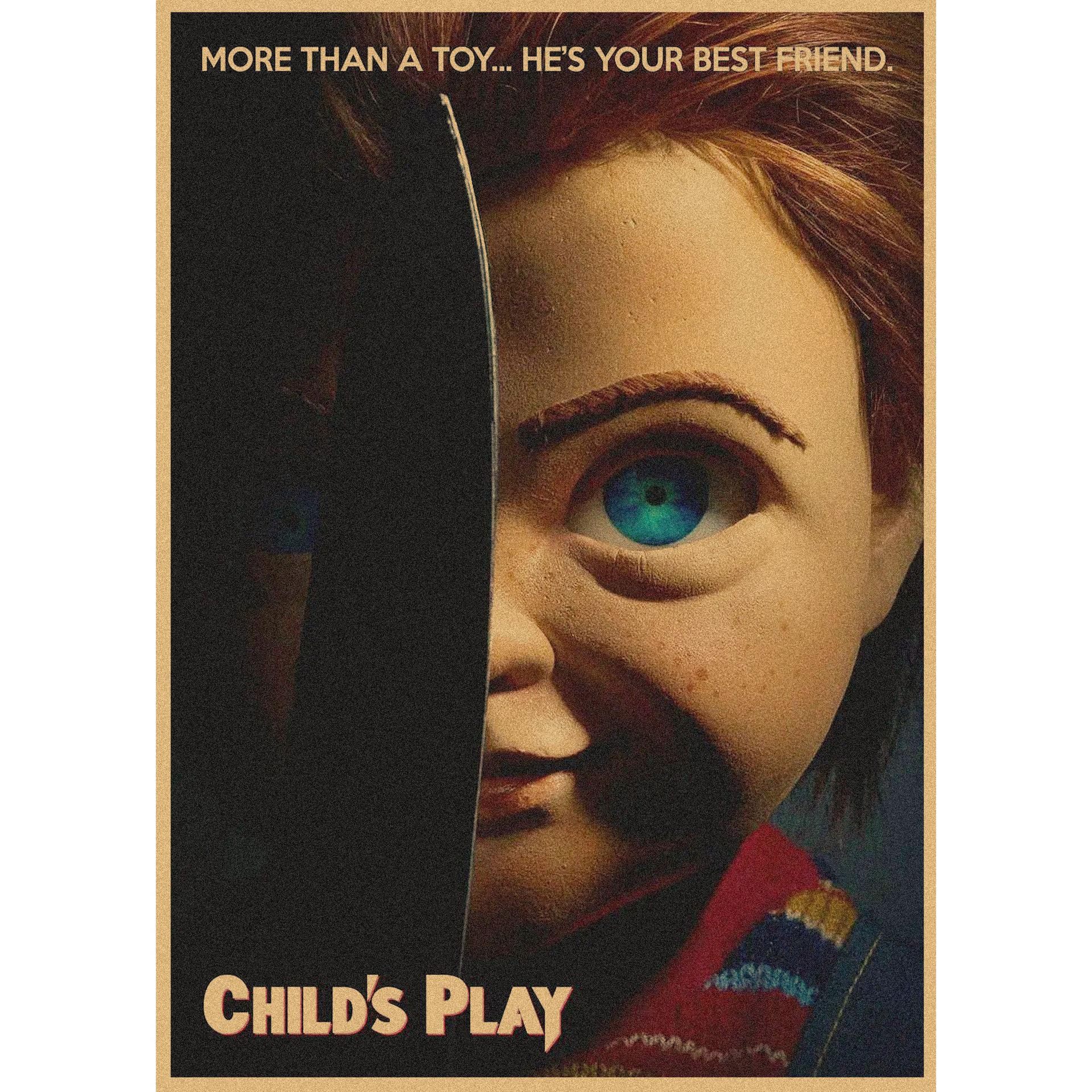 

Retro Child s Play 2 Chucky Killer Doll Movie Poster - Decorative Kraft Paper Wall Art 29.7X42cm