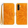 For Samsung Galaxy M36 5G Case Sunflower Imprint Leather Wallet Phone Cover with Wrist Strap