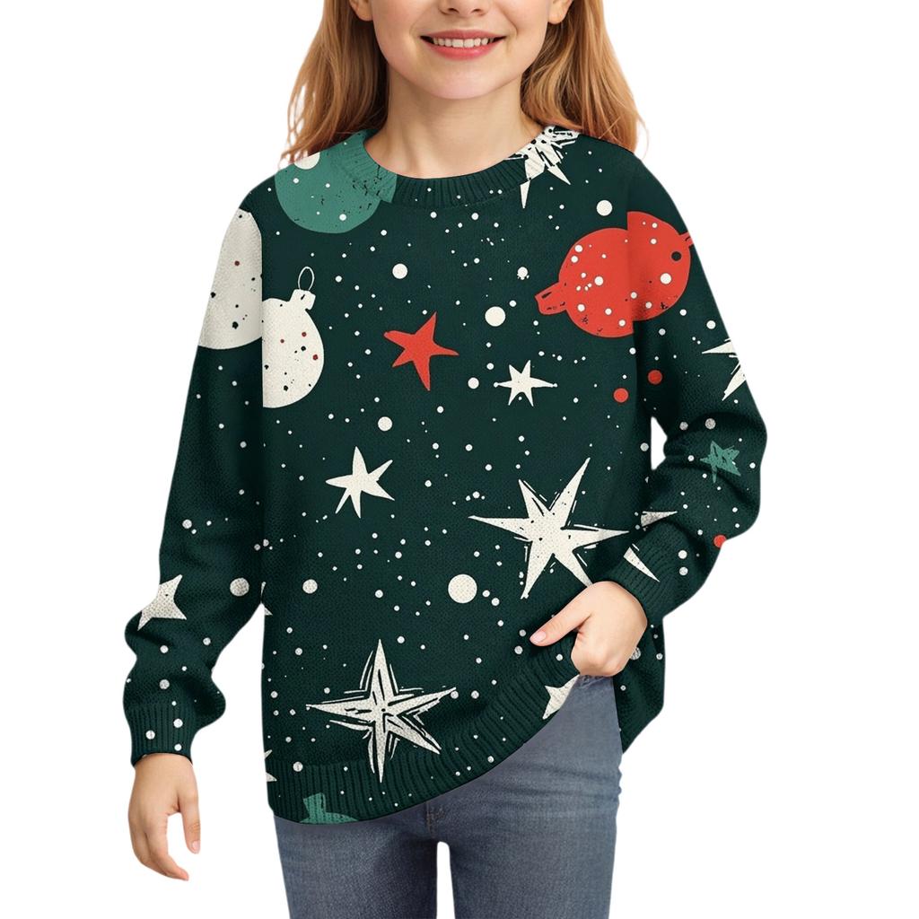 Vánoční mikiny pro děti chlapce a dívky pletený svetr roztomilé tričko podzimní kulatý výstřih pulovr topy