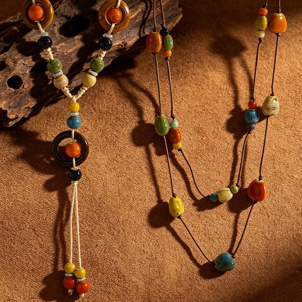 Bohemian Tassel Flower Pendant Necklace - Ethnic Butterfly Vacation Collarbone Jewelry