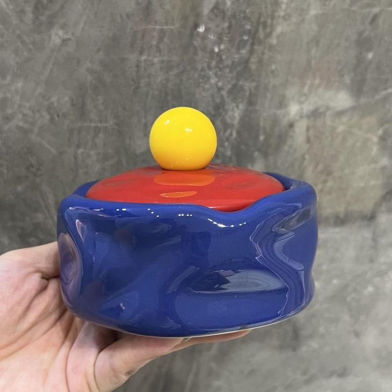 Colorful Ceramic Ashtray Living Room Desktop Fly Ash Storage Box Irregular Circular Ashtray Home Decoration Accessories Ashtray