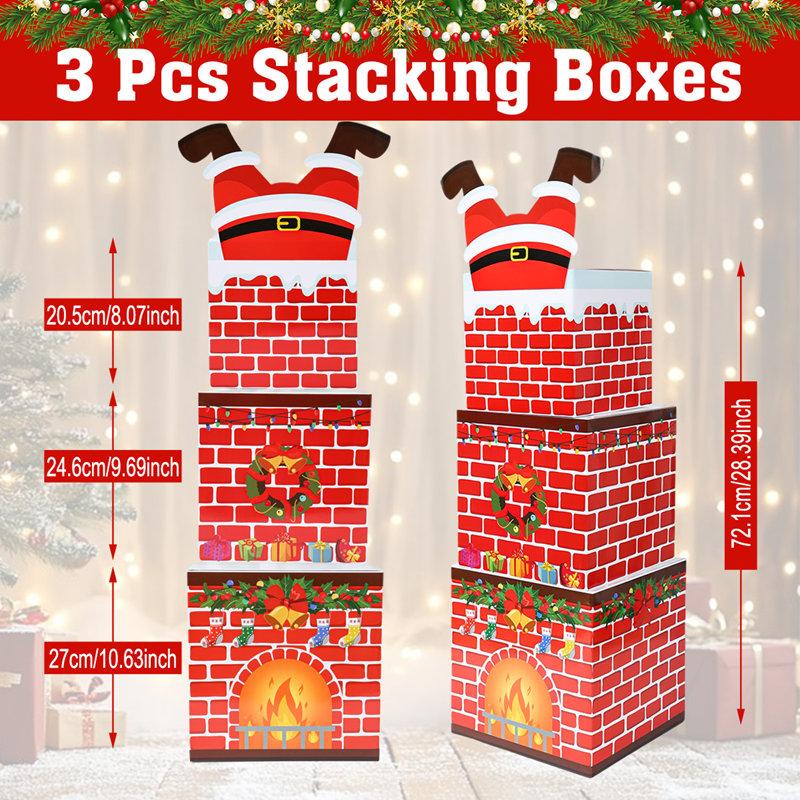 3pcs Christmas Snowman Stacking Boxes Merry Christmas Party Decoration 2026 Xmas Stacking Boxes Navidad Natal New Year Gift 2026