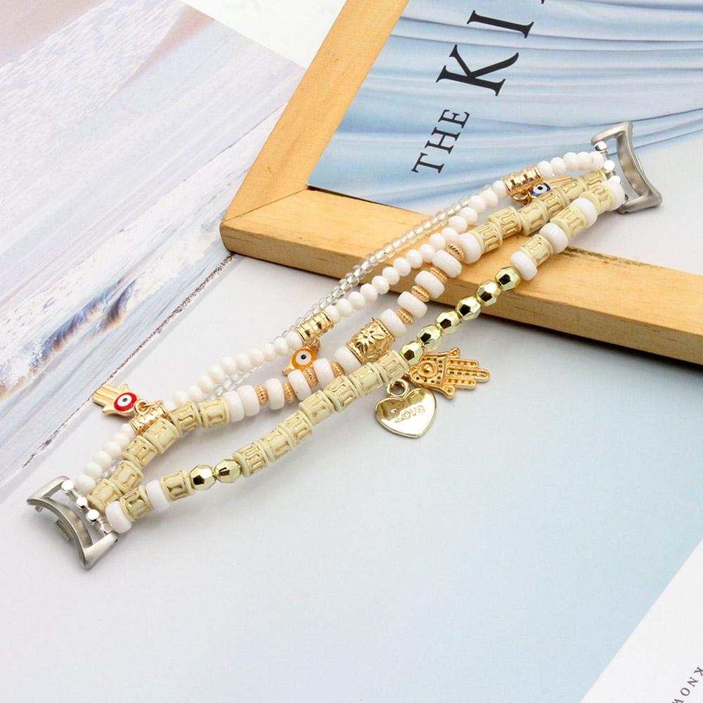 

Mi Smart Band 9 Boho Green Beaded Bracelets for Xiaomi Mi Band 8/9/ 10 Multi Layer Wraps Acrylic Beads Watch Strap for Women білий