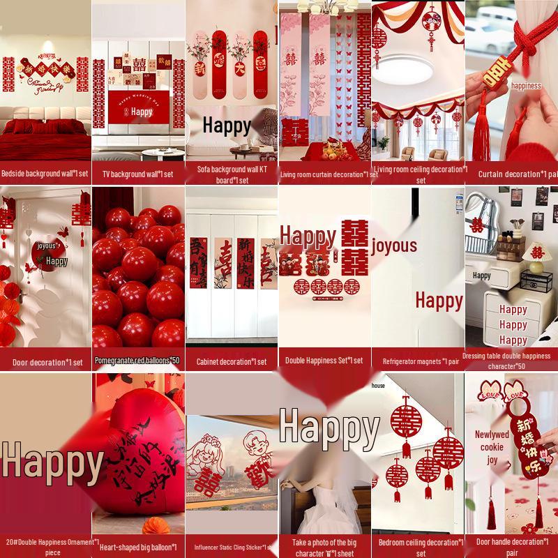 Complete Wedding Room Decoration Set: Bride & Groom's Bedroom Decor Essentials