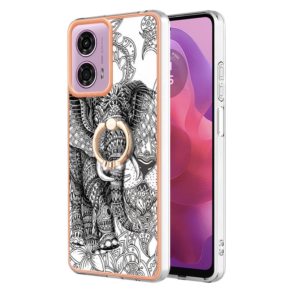 

YB IMD Серия-20 Стиль D для Motorola Moto E14 4G/G04 4G/G04s 4G/G24 4G Чехол Подставка 2.0мм ТПУ Чехол Totem Elephant