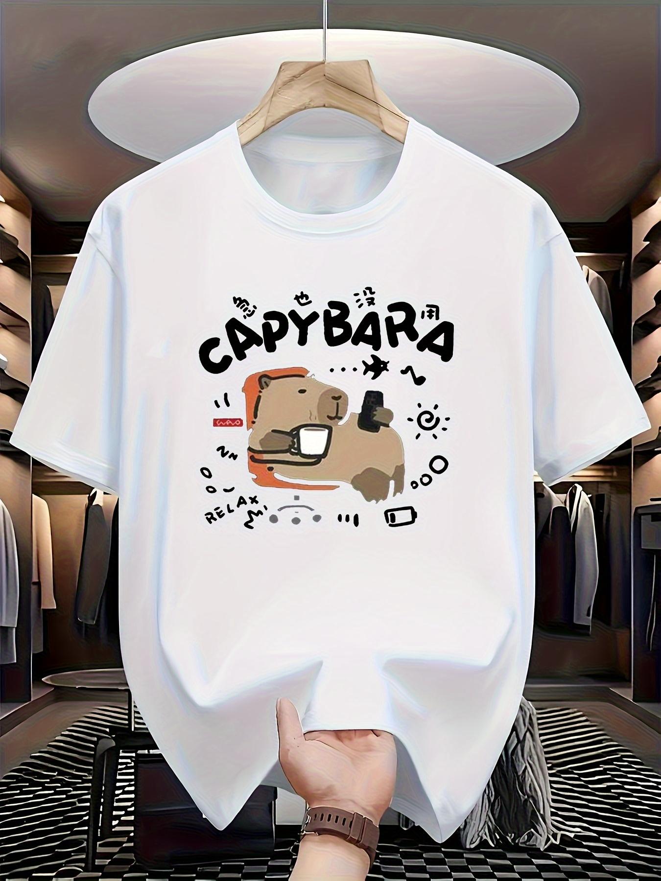 Casual Capybara Print T-shirt - Black M