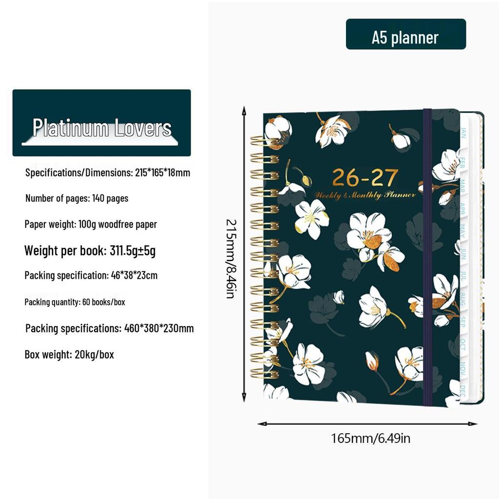 2025 A5 Spiralplaner: Anpassbares Wochennotizbuch