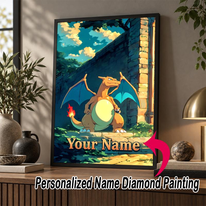 Personalized Charizard Diamond Art Custom Name 5D Diamond Painting Full Drill DIY Craft