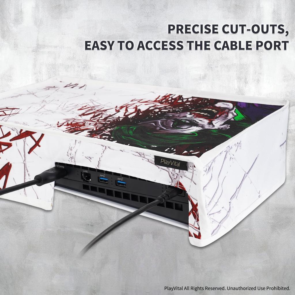 Husa de praf PlayVital pentru Compatibil cu Versiunea Nouă PS5 Slim cu Disc Husă de praf din nailon pentru Compatibil cu Consola PS5 Slim cu Disc