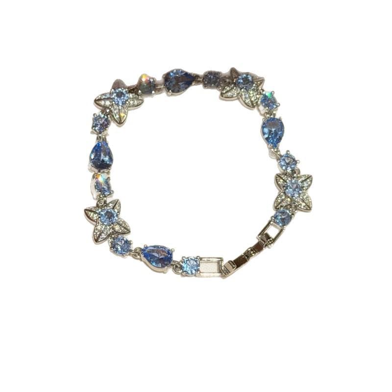 Blaues Diamant Funkelndes Blumenarmband: Eleganter, vielseitiger, hochwertiger Handschmuck