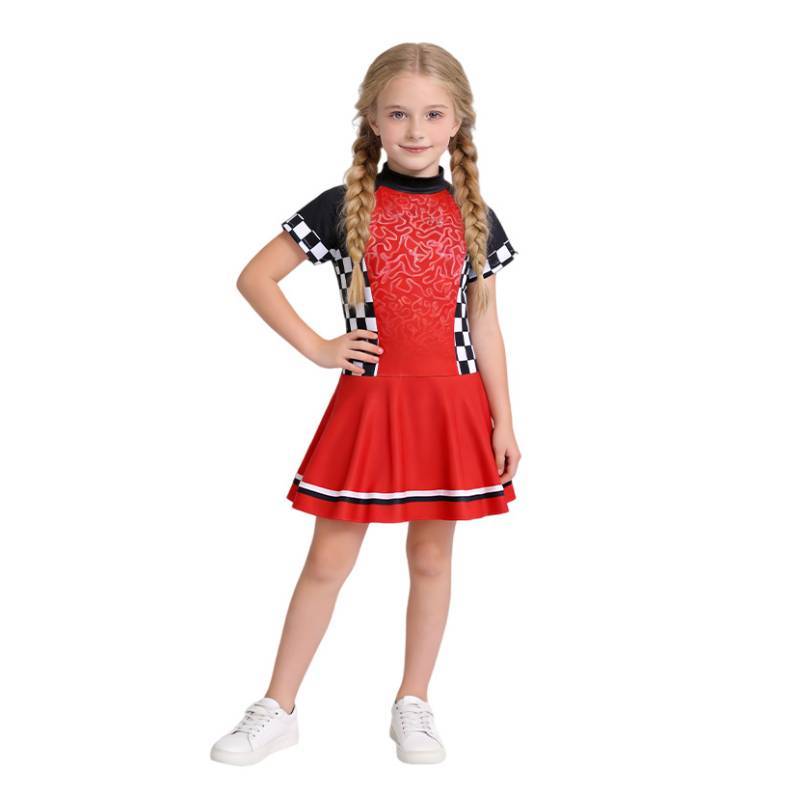 Disfraz de Vestido para Niña con Temática de Carreras Hecho de Tejido de Poliéster para Fiesta de Halloween