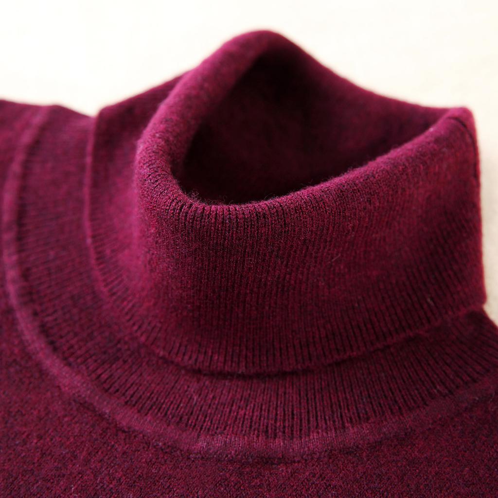 [100% Sheep Wool] Winter Warm and Comfortable Two Collar Woolen Sweater Solid Color Versatile Knitted Base Sweater