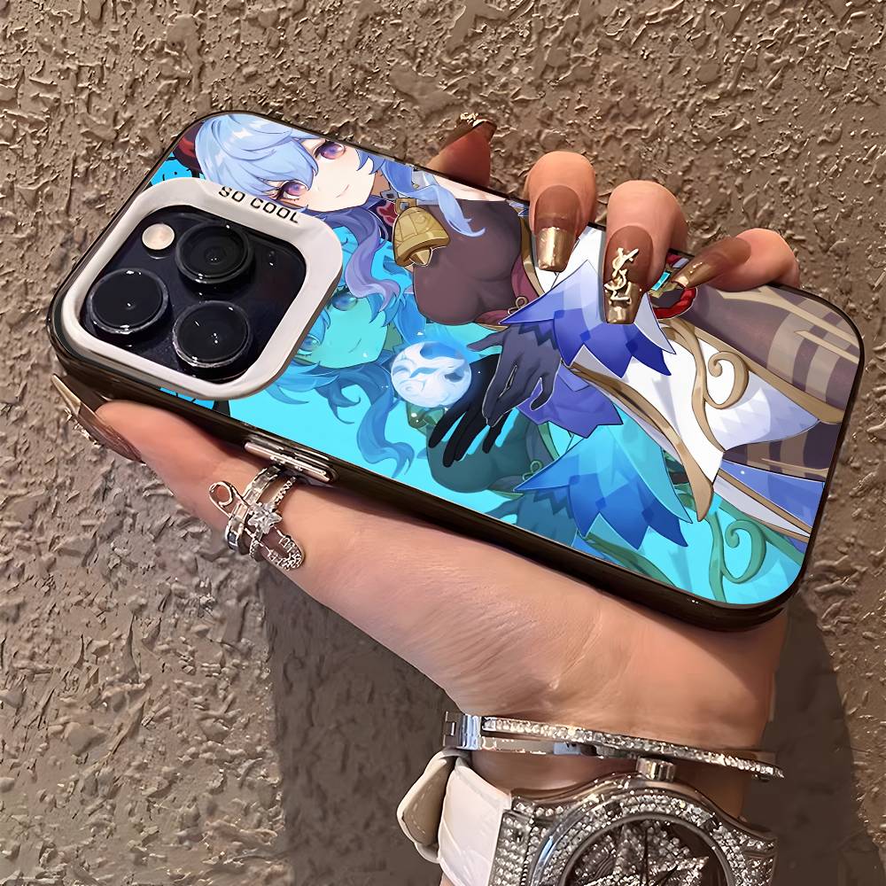 Ganyu Genshin Impact Phone Case For IPhone 17 16 15 14 13 12 11 Plus Pro Max Multicolor Aurora Laser Shockproof Funda Cover