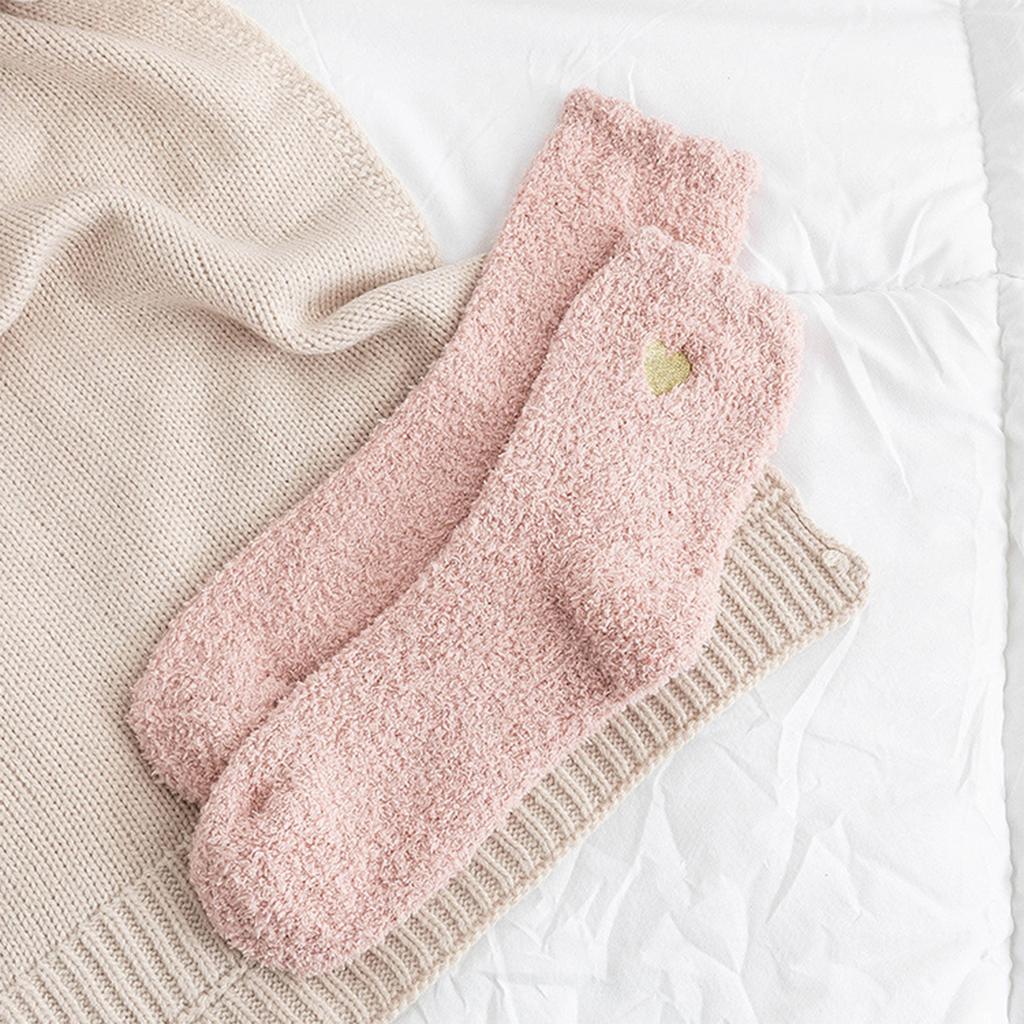 Women's Coral Velvet Socks Love Home Floor Socks Sleep Socks Half Velvet Women's Middle Socks Warm And Thick