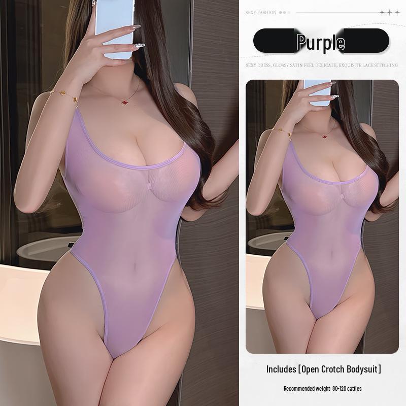 Sexy Goddess Transparent High Cut Fishnet Bodysuit - Open Crotch, Sleeveless, Perfect for Couples