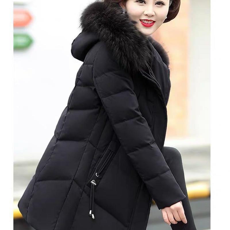 Chaqueta acolchada de longitud media para mujer de otoño e invierno, chaqueta acolchada de moda para personas de mediana edad y ancianos