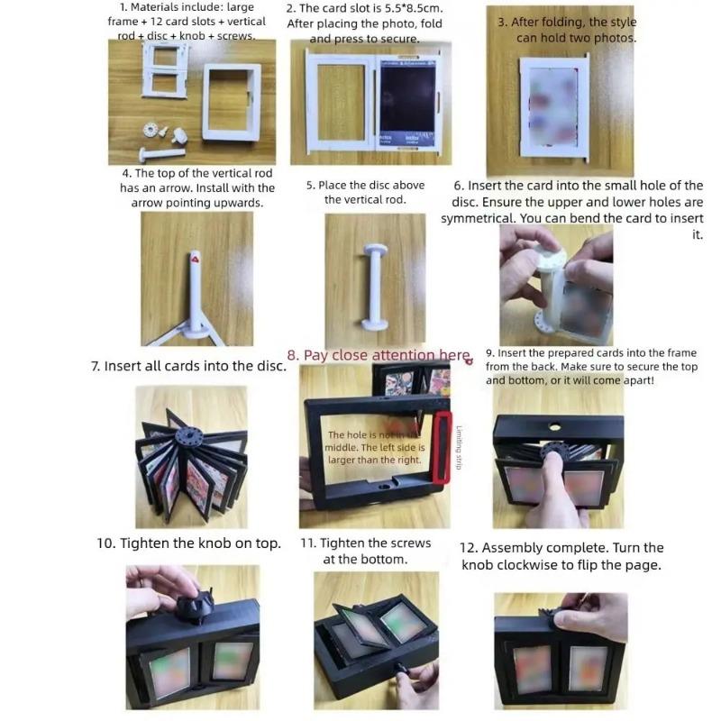 12 Pockets 3D Rotating Photocard Holder Protective Easy To Install Photo Album Rotating Page-turning Ornaments Multi-purpose