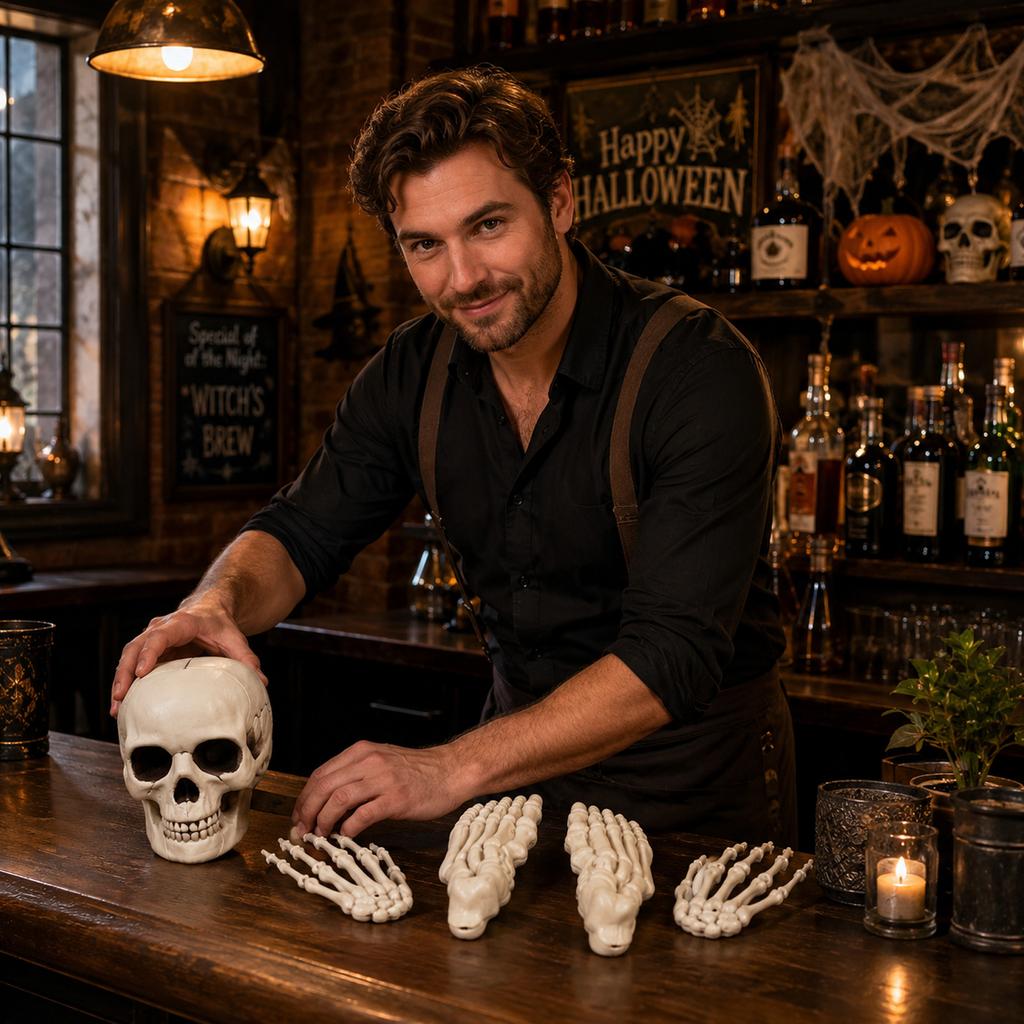 Accessoires Squelette Halloween Lot de 5 Pièces - Faux Réaliste pour Décoration de Maison