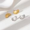 18K Gold Lentil Stud Earrings Glossy Simple Versatile Premium Geometric Warped Edge Earrings Earrings