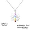 Gold Plated 7 Chakra Lotus Flower Necklace with Om Symbol Spiritual Yoga Jewelry Seven Colorful Zircon Lotus Flower Necklace