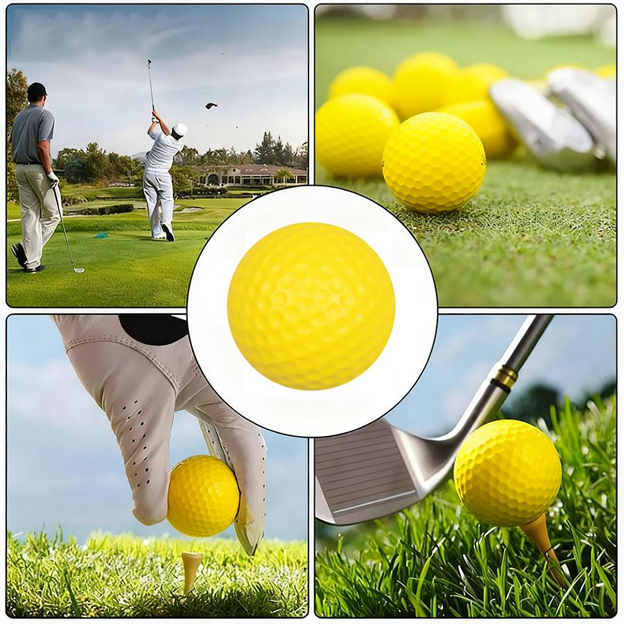 10pcs Yellow PU Soft Golf Practice Balls – High Visibility PU Foam Training Balls for Backyard, Driving Range & Indoor Use
