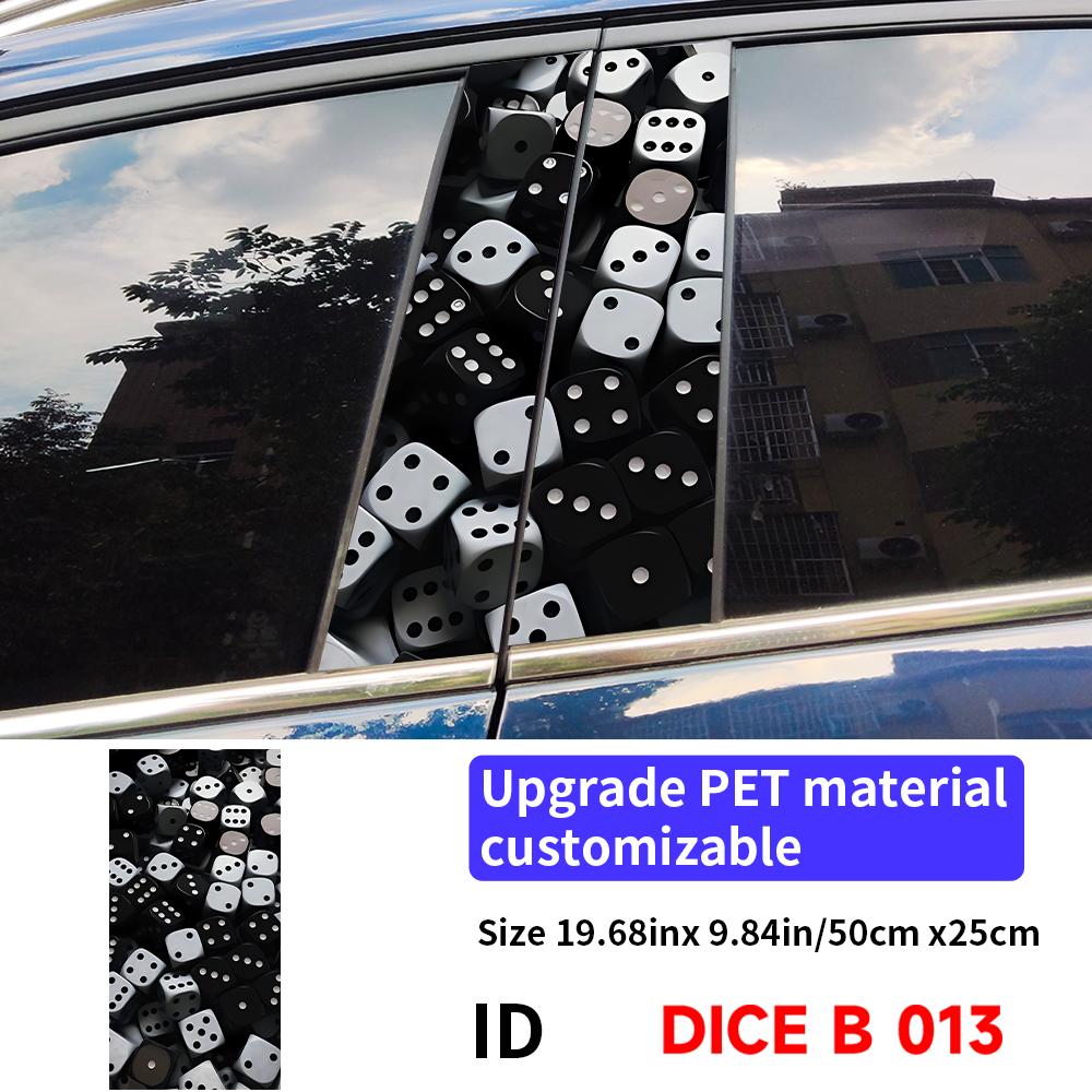 Dice Skull Car Sticker Auto B Pillar Waterproof Sunscreen Center Column Decor Cover Scratches Car Doors Pillar Decal Accessories