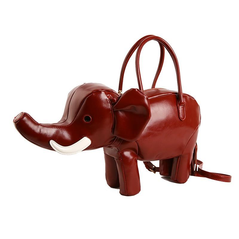 Creative Elephant Shape Mini Shoulder Bag Women PU Leather Crossbody With Zip Internal Pockets