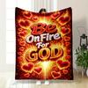 Fiery Hearts Surrounding Bold, Glowing Text with Spiritual Intensity. for All Seasons Blanket Lunch Break Throw Gift