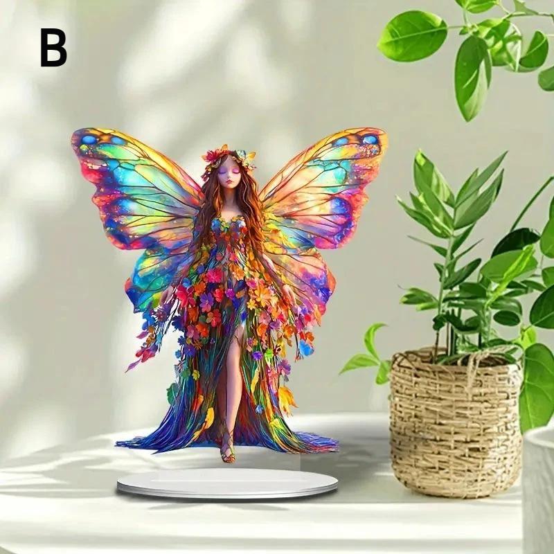 1Pcs Butterfly Fairys Sculpture Ornament Home Decoration Acrylic Butterfly Fairys Statue Figurines Table Centerpieces