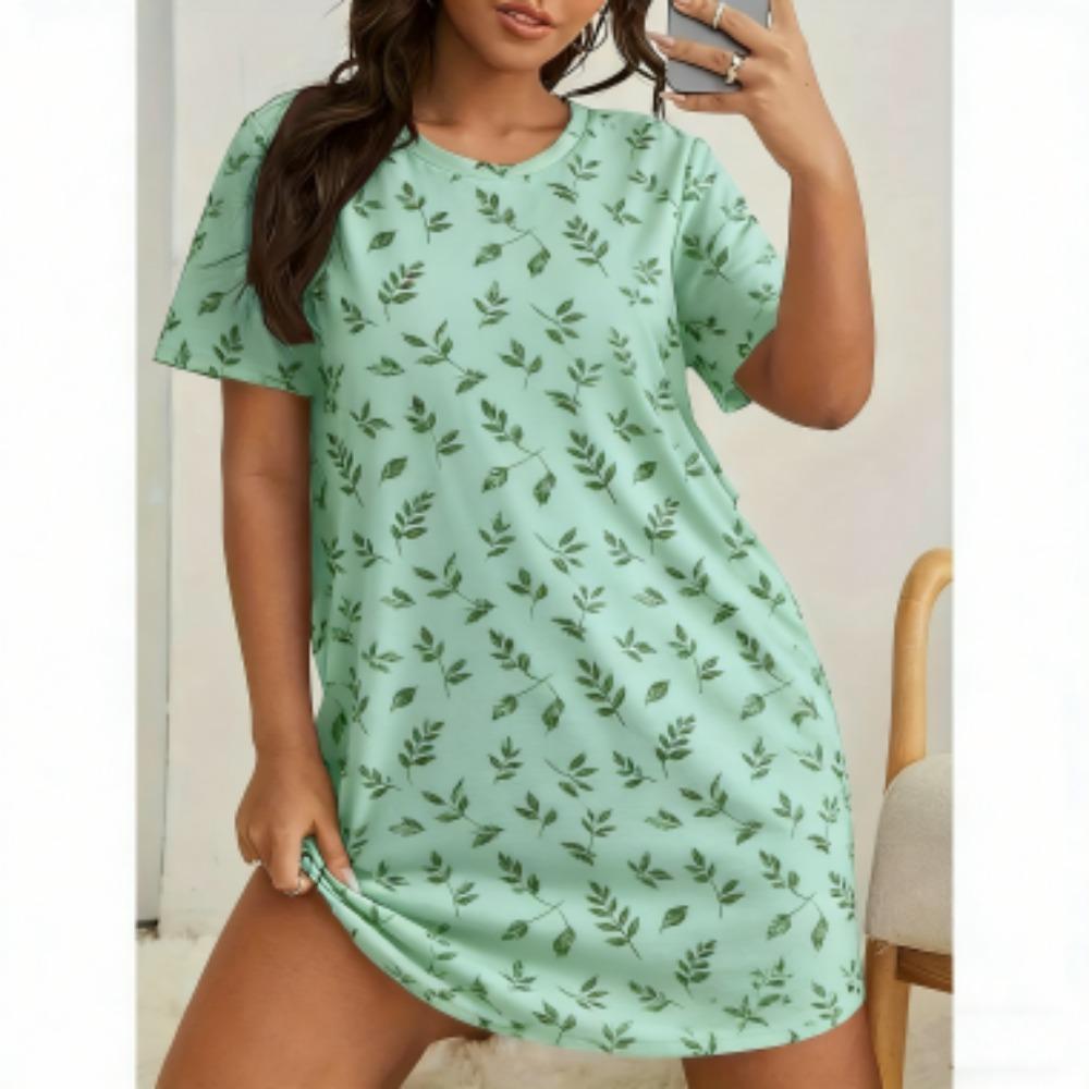 3D Print For Women Short Sleeve Sleepwear Dresses Loose Casual Fit Tee Nightwear Home Clothes Nightie Loungewear Dresses