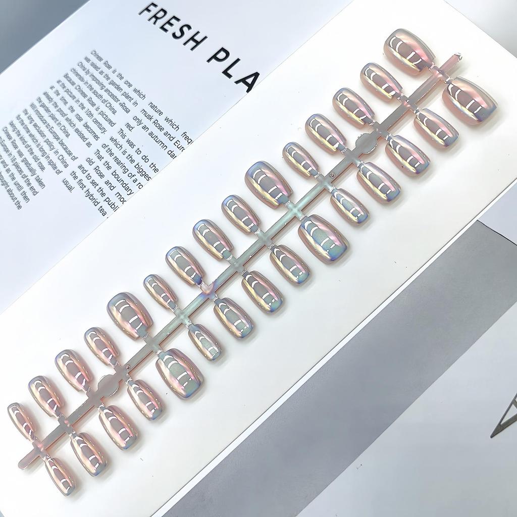 Aurora Cat-Eye Gradient Blush Electroplated Nail Tips