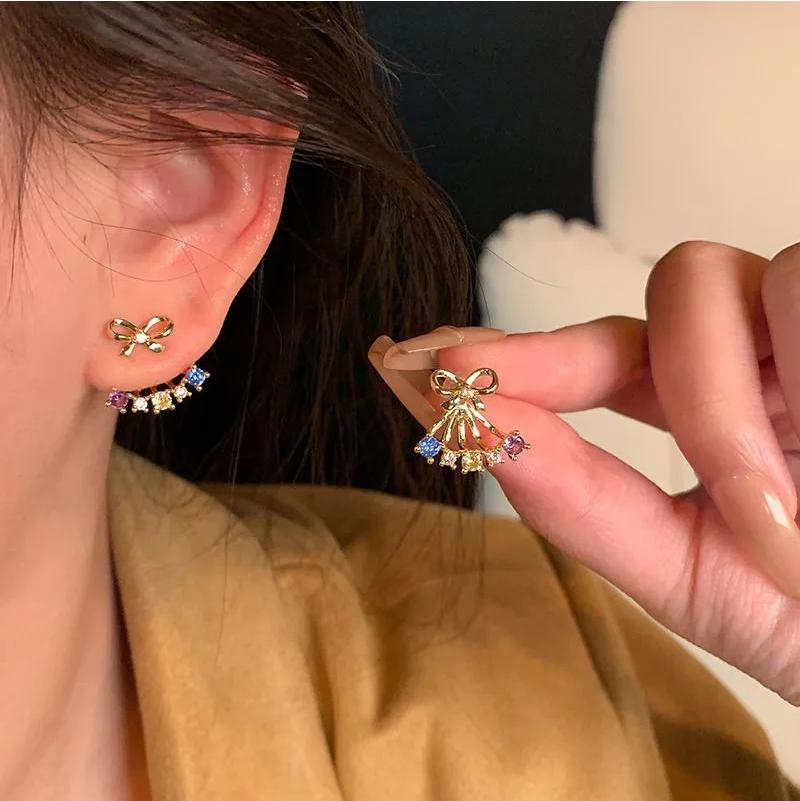 

Модные серьги со стразами, серьги и пусеты One Size золотой