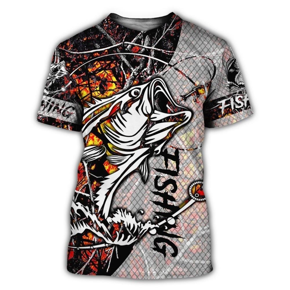 

Beautiful fishing camouflage 3D all print men s T-shirt Harajuku fashion short sleeved shirt summer street fashion XS