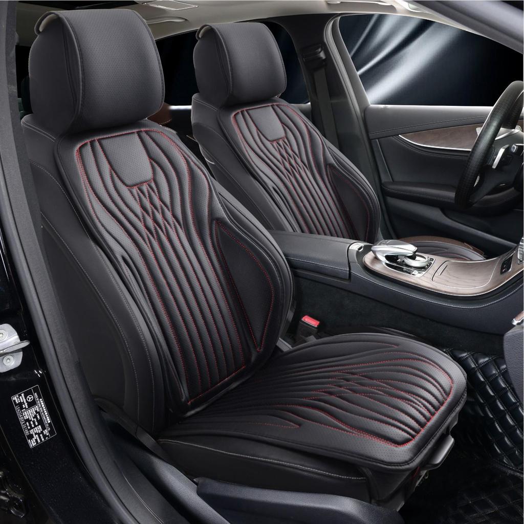 Four Seasons Universal Perforated Leather Car Seat Cushion 3-Piece Set for Driver & Passenger