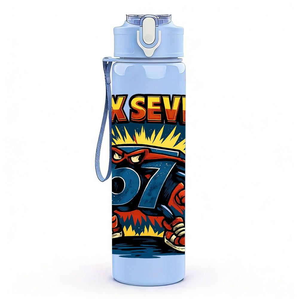 1PC May Seven 67 Graffiti Letter 750ml Color Plastic Sports Water Bottle Leakproof Flip Straw Lid Suitable for Sports Office Home Use