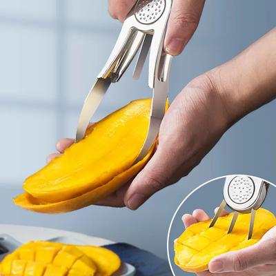 1 pezzo sbucciamanga Sgusciatore di mango Sbucciatore di frutta Affettatore Taglierina Taglia mango Strumento per tagliare il mango Sbucciare la frutta Estrattore di noccioli a cubetti Articoli per la cucina