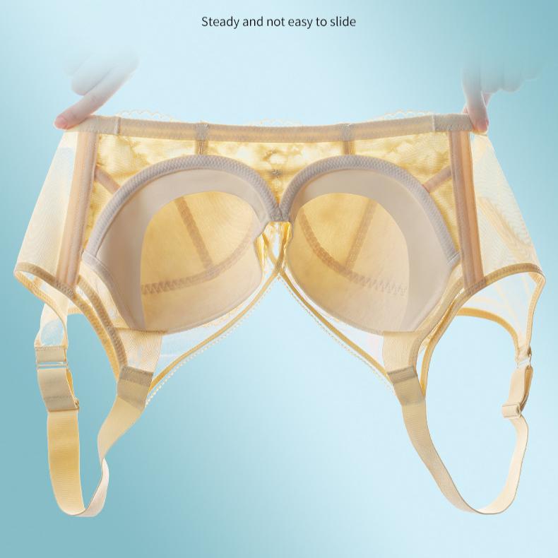 Thin Lingerie Sexy Lace Plus Size Bra No Steel Ring Bra Gathered and Adjusted Bra with A Retractable Accessory